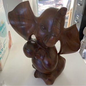 Vintage Wood Carved Elephant
